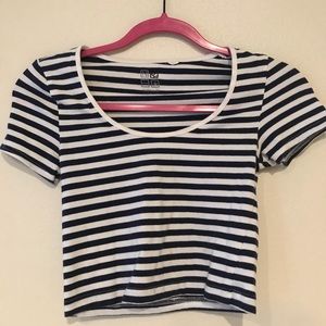 Navy blue stripped crop top